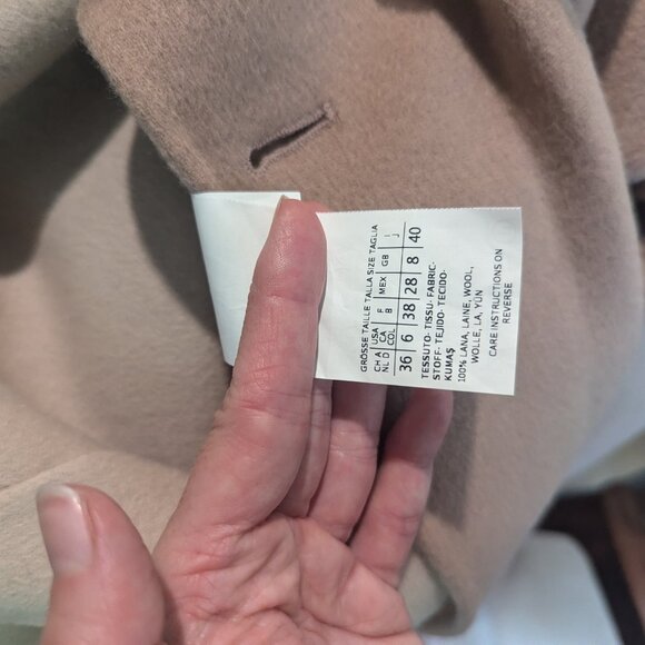 S'Max Mara 100% wool tan coat  NWT size IT40 or US 6 - Picture 4 of 4